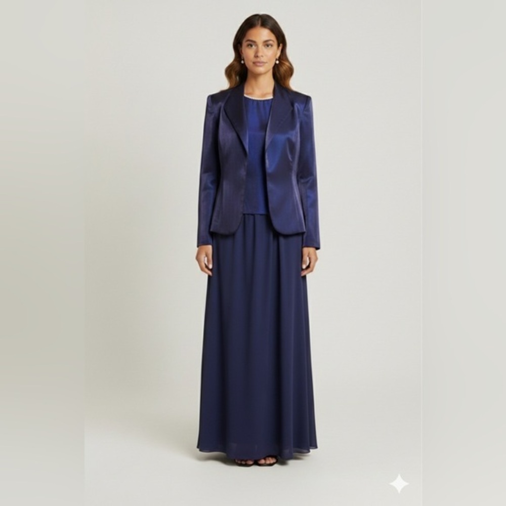 Patra Women’s 10 Purple Satin Wedding Formal Evening Dress & Jacket Suit Set M